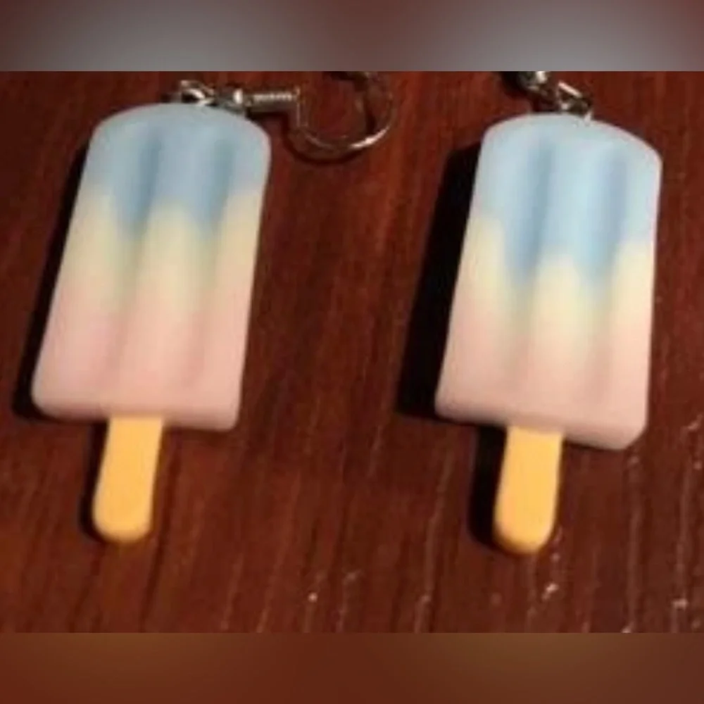 Rainbow Pastel Popsicle Summer Vacation Blue Yellow Pink Ice Cream Kawaii Dangle